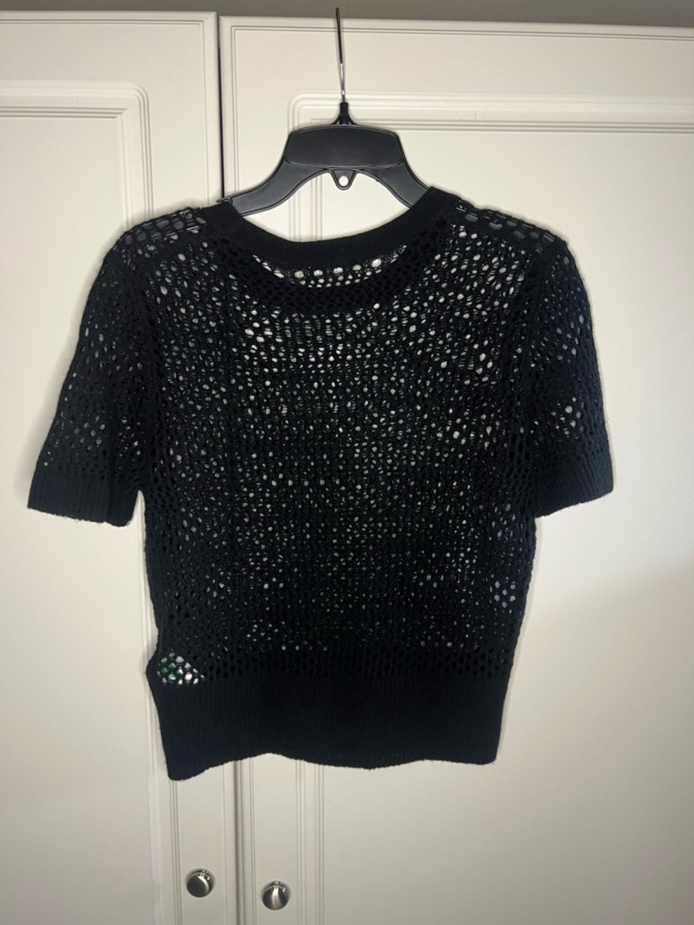 NWT J.Crew 100% Cashmere Pointelle Knit Top Black Short Sleeve - Picture 14 of 14